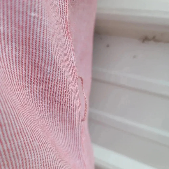 $172 ARMANI EXCHANGE Women's Long Shirt Dress Linen Blend Striped Button Pink 2 - Picture 12 of 15